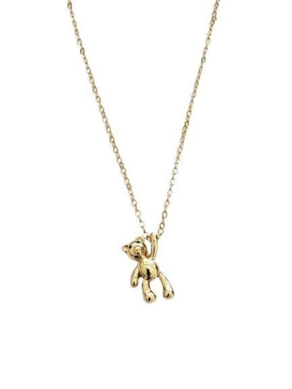 2860 Gold Teddy Bear Charm Necklace Simple Chain 18K Girls Cute Bears